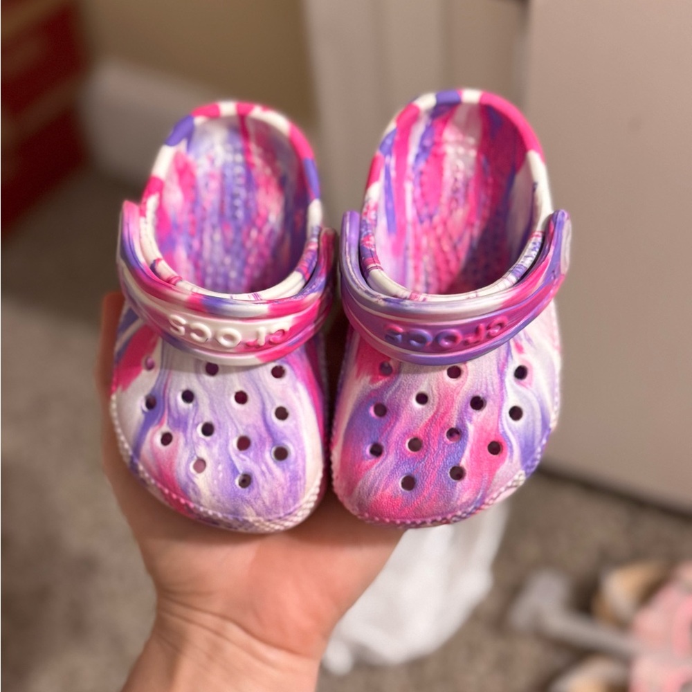 CROCS Pink and Purple glow in the dark Shoes